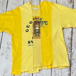 TRENDING PATCHWORK! RG Kane, One of a kind assembled tee. Yellow. Size S